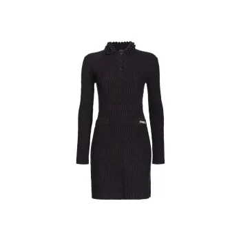 PINKO Embellished Geometric Knitted Midi Dress