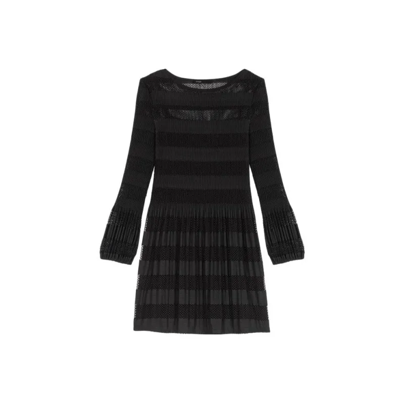 Maje Long-sleeved Open-knit Minidress-0