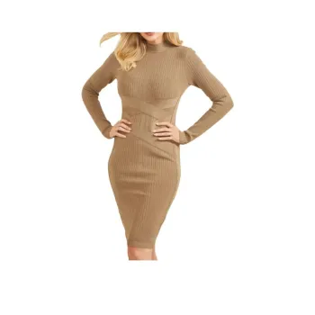 GUESS High-Neck Bandage Dress Long-Sleeved Dresses Women's Truffle Pink Many