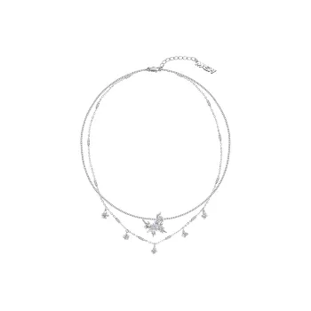 Masw Double Layer Layering Floral Collarbone Chain Necklaces Women's