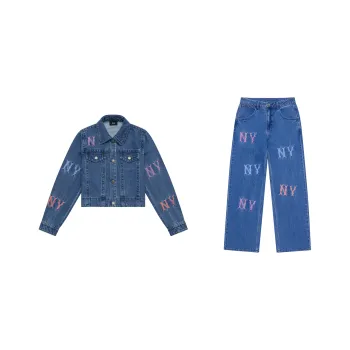 MLB New York Yankees 24FW Denim Casual Suit Women's Indigo