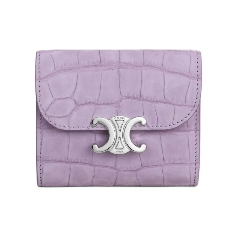 CELINE Triomphe Suede Wallet Trumpets Women's Purple-0