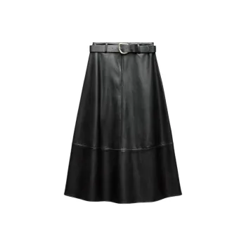 ZARA Leather Long Skirts Women's Black
