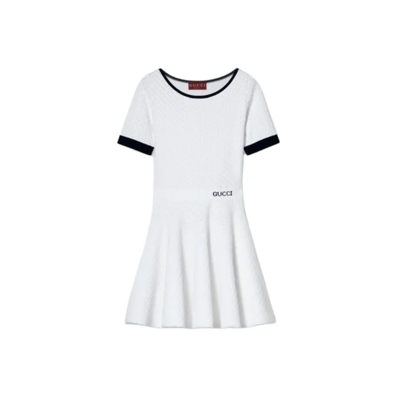 GUCCI SS25 Short Sleeved Dress Women's White-0