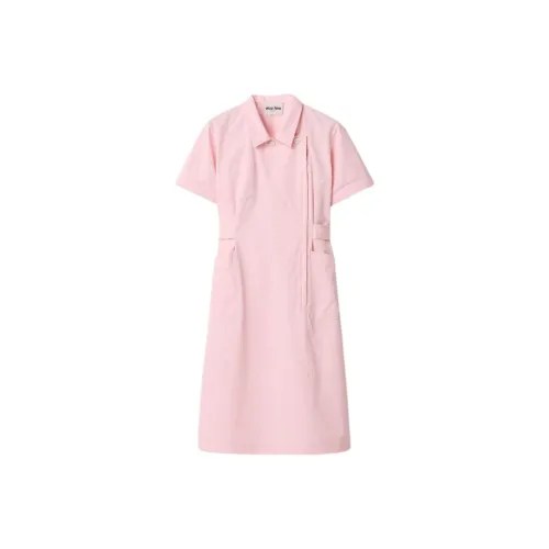 MIU MIU Short Sleeved Raffiaes Women's Pink