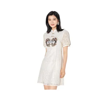 BBLLUUEE Short Sleeved Dress Women's Crescent White