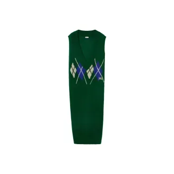 Burberry Argyle Intarsia V Neck Maxi Dress