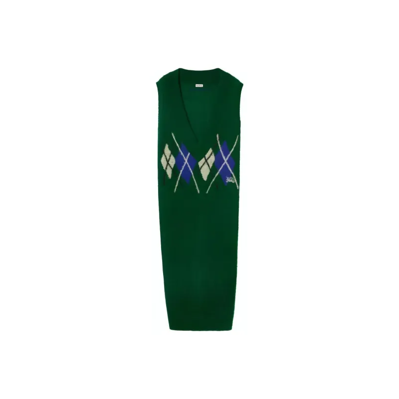 Burberry Argyle Intarsia V Neck Maxi Dress-0