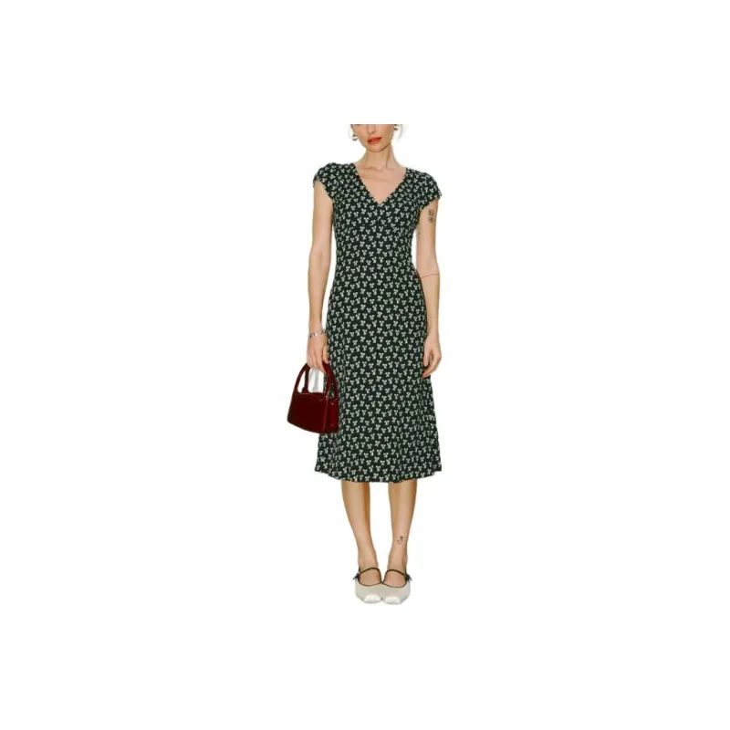 REFORMATION Iva Dress Short-Sleeved Dresses Women's Black-0