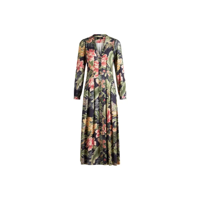 ETRO Floral Printed V Neck Shirt Dress-0