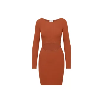 ARITZIA Wilfred Free Cut-Out Knit Longsleeve Mini Dress Long-Sleeved Dresses Women's Copper Red