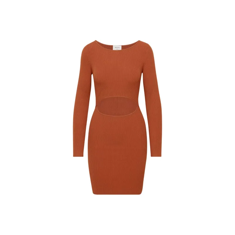 ARITZIA Wilfred Free Cut-Out Knit Longsleeve Mini Dress Long-Sleeved Dresses Women's Copper Red-0