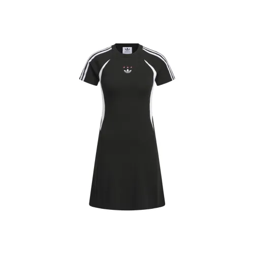 Adidas Originals SS24 JERSEY SHORT SLEEVE DRESS Short Sleeved Dresses Women's Black