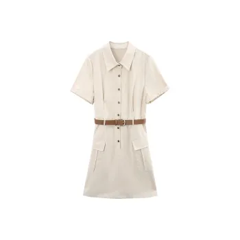 A Paradise For Awakening Short Sleeved Dress Women's Apricot