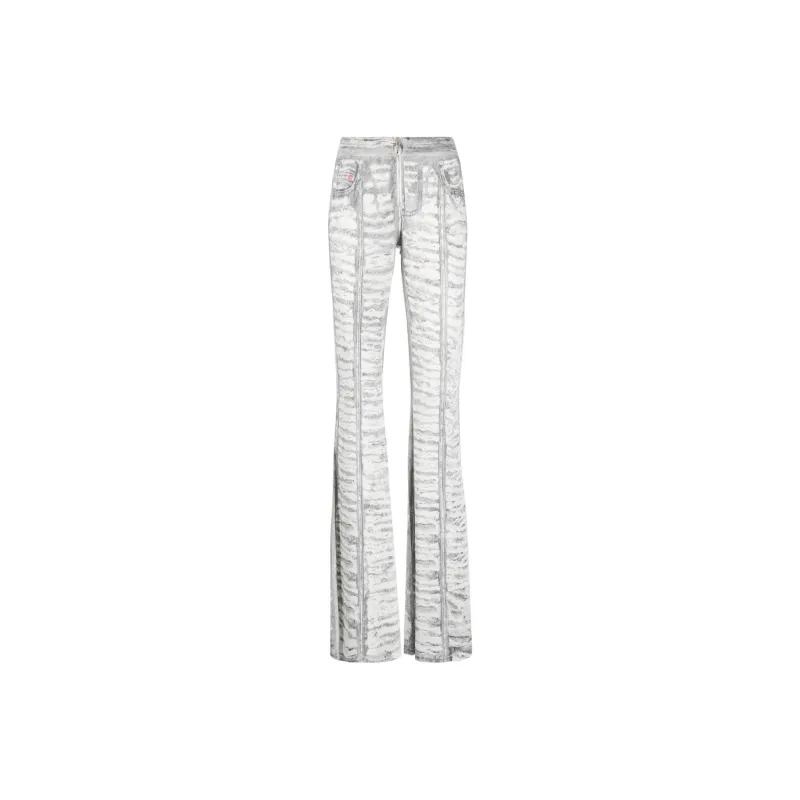 DIESEL Denim-print Flared Trousers-0