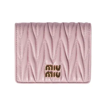 MIU MIU Matelassé Lambskin Wallet Small Size Women's Pink