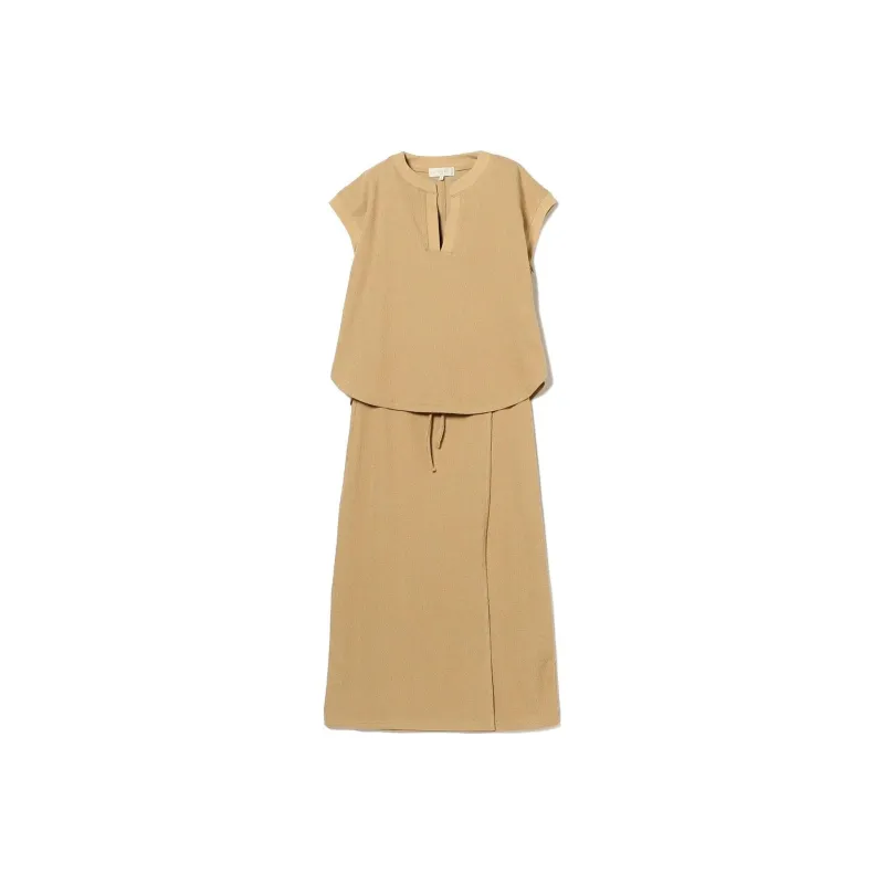 Beams Short Sleeved Dresses Women's Mustard-0