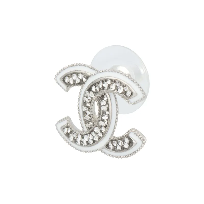 CHANEL Metal Stud Earrings Women's Silver-2