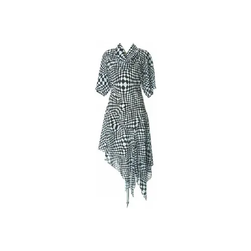 PushBUTTON Geometric print Asymmetric Dress