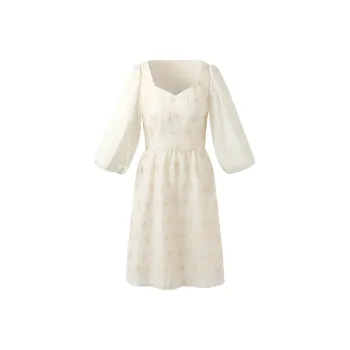 GOELIA Long Sleeved Dress Women's Beige