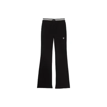 Victoria's Secret PINK Ivy Fleece Split-Hem Flare Sweatpants/Pure Black Knitted Sports Pants Women's Pure Black