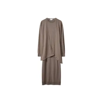 Lemaire Merino Blend Wrap Dress 'Grey Beige'