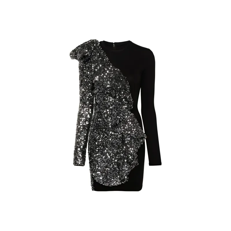 Rotate Sequined Ruffled Mini Dress-0