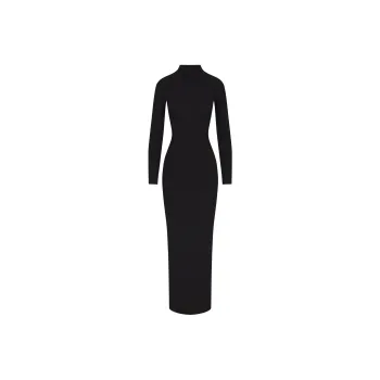SKIMS SOFT LOUNGE TURTLENECK LONG DRESS Long-Sleeved Dresses Women's ONYX/Onyx
