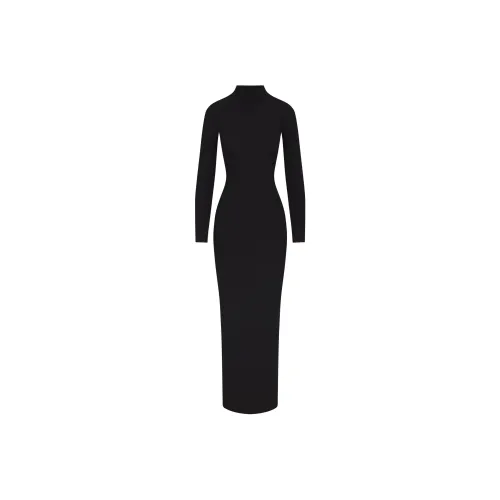 SKIMS SOFT LOUNGE TURTLENECK LONG DRESS Long-Sleeved Dresses Women's ONYX/Onyx