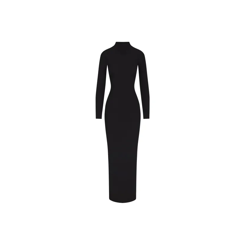 SKIMS SOFT LOUNGE TURTLENECK LONG DRESS Long Sleeved Dresses Women's ONYX/Onyx-0