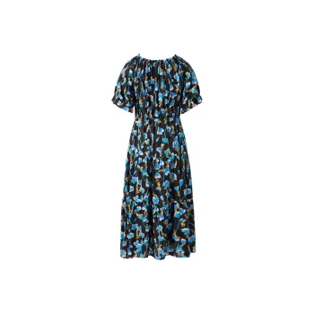 JZ Juzui Short-Sleeved Dresses Women's Floral Sky Blue