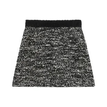 GUCCI Patterned Wool Mini Skirt Black