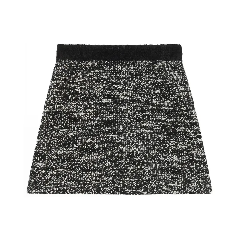 GUCCI Patterned Wool Mini Skirt Black-0