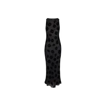 Realisation Par Sleeveless Dress Women's Lily Devoré Noir Orchid Feather Brogues Black