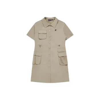 FILA FUSION Short Sleeved Dresses Women's Hazy Khaki