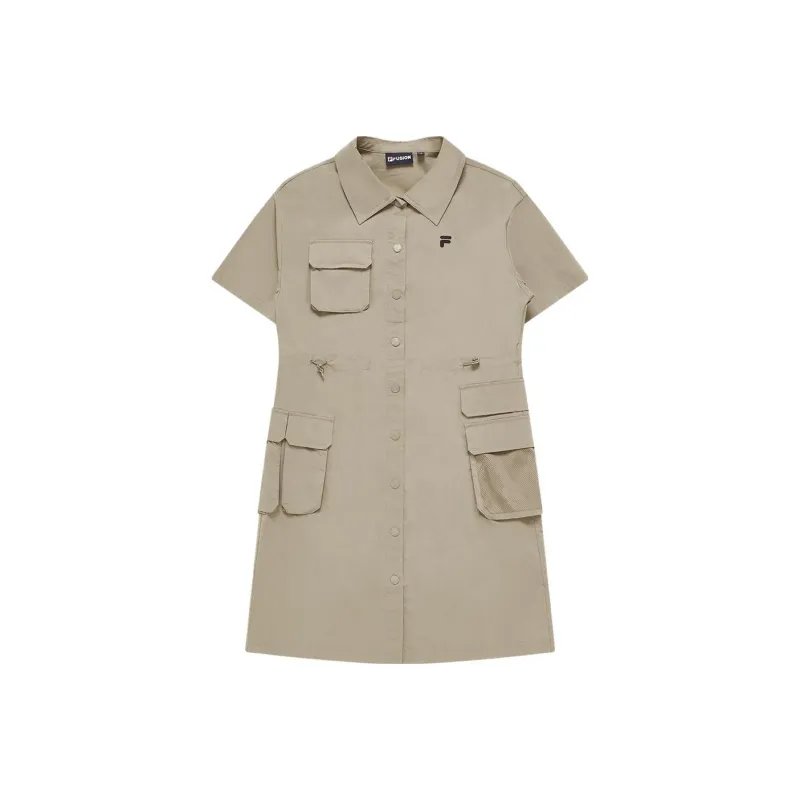 FILA FUSION Short Sleeved Dresses Women's Hazy Khaki-0