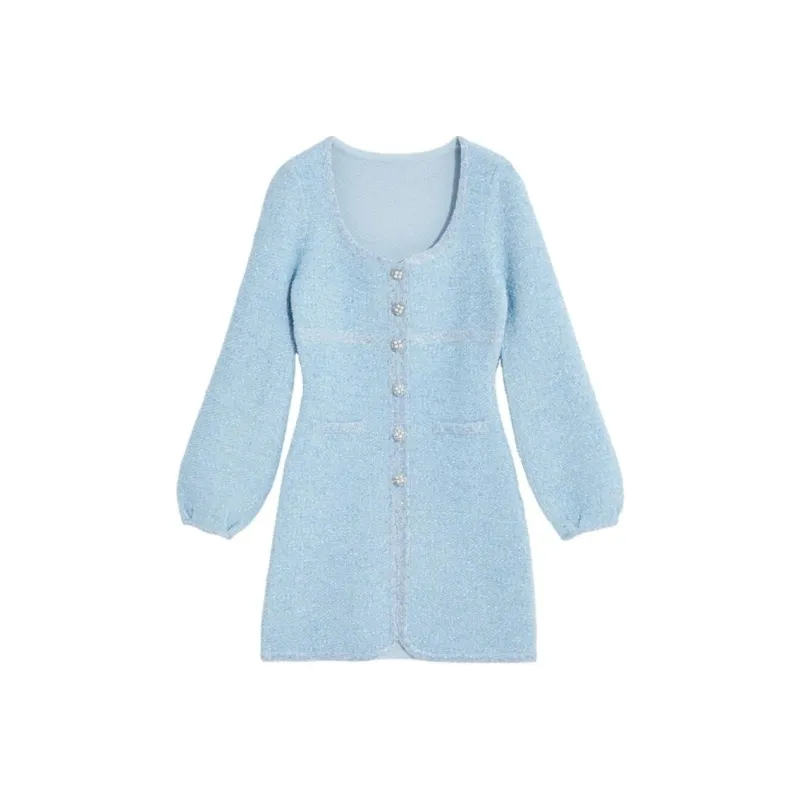 Bebe Long Sleeved Dresses Women's Blue-0