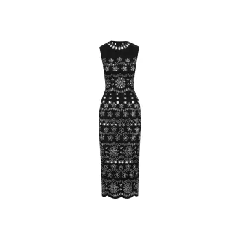 OSCAR DE LA RENTA Crystal-eyelet Pencil Dress