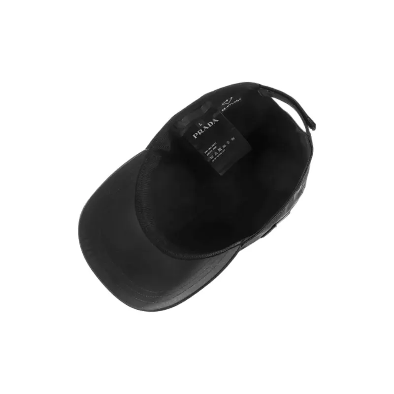 PRADA Recycled Nylon Baseball Caps Men's Black-2