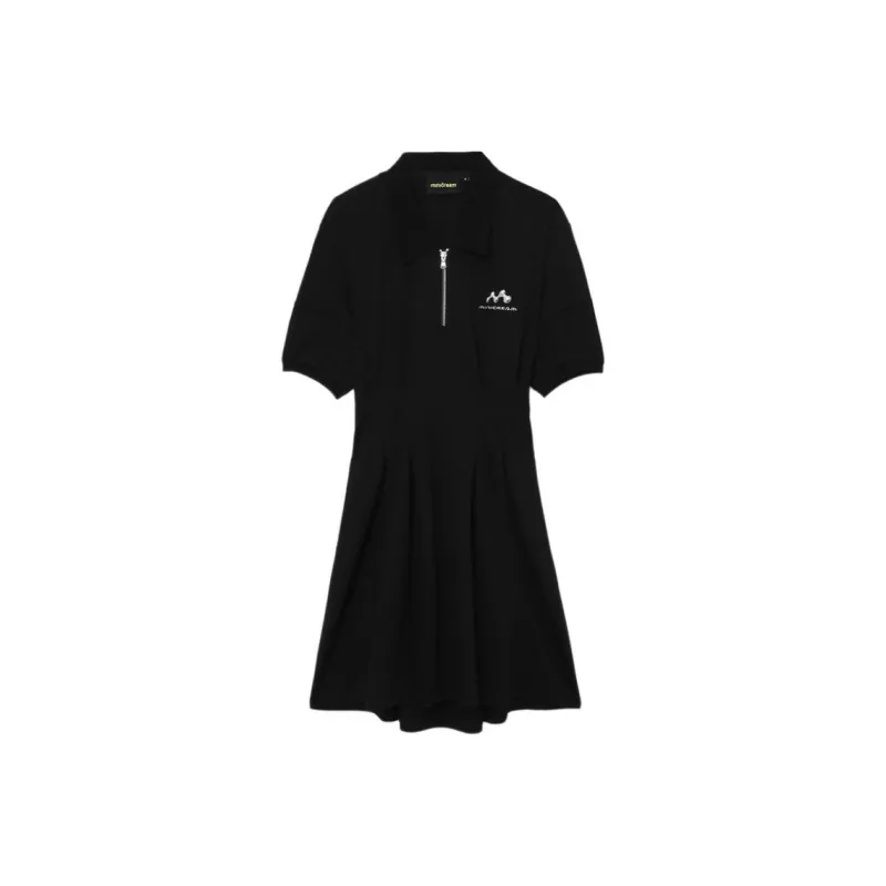 Mini Cream Short-Sleeved Dresses Women's Black-0