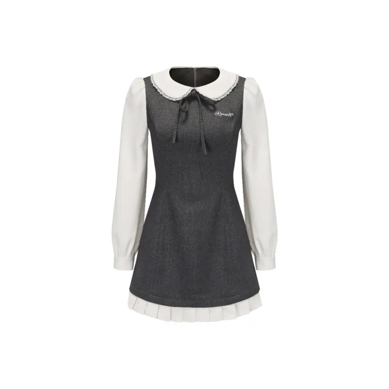 Incolore Long Sleeved Dresses Women's Gray & White-0