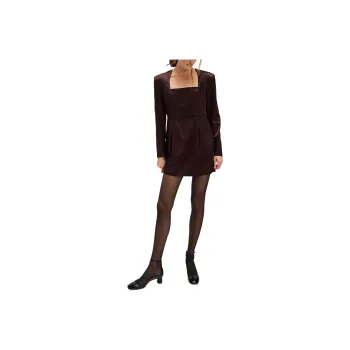 FREE PEOPLE Ronny Kobo Valentina Dress Long-Sleeved Dresses Women's Chocolate Brown