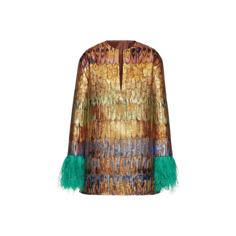 Valentino SS23 Long-Sleeved Dresses Women's Gold-0