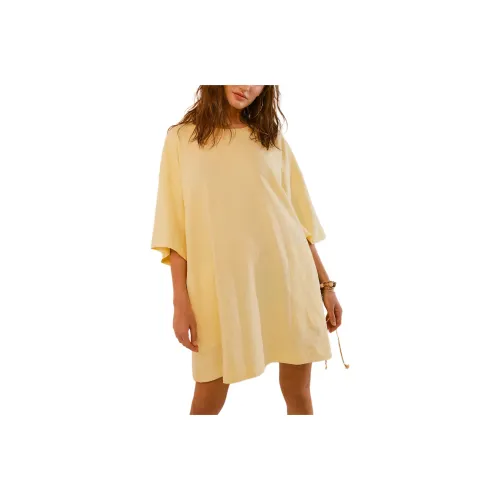 FREE PEOPLE Essential Extreme Tee Mini Short-Sleeved Dresses Women's Mellow Yellow