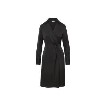 ARITZIA Babaton Larchmont Satin Midi Dress Long-Sleeved Dresses Women's BLACK/Black