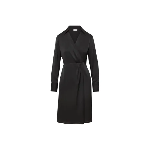 ARITZIA Babaton Larchmont Satin Midi Dress Long-Sleeved Dresses Women's BLACK/Black