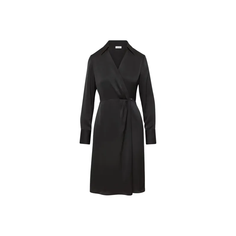ARITZIA Babaton Larchmont Satin Midi Dress Long-Sleeved Dresses Women's BLACK/Black-0