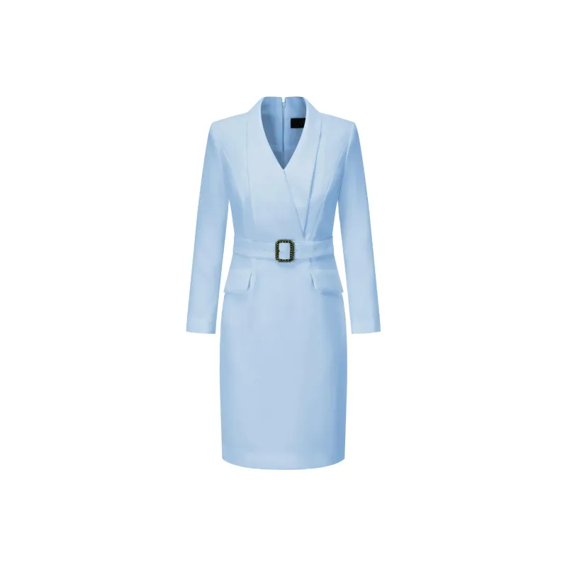 ONE SHALLOW Long Sleeved Dresses Women's Blue-0