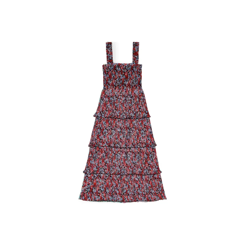 GANNI Floral print Layered Midi Dress-0