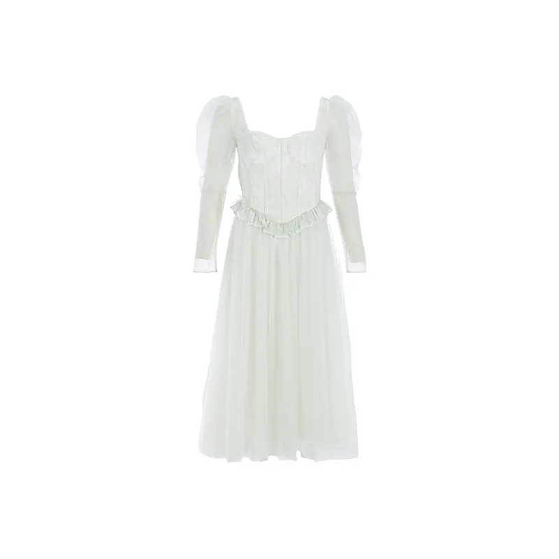 Marie Elie Long-Sleeved Dresses Women's Light Green-0